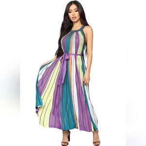 Fashion Nova Neveah Halter Colorblock Dress Size S